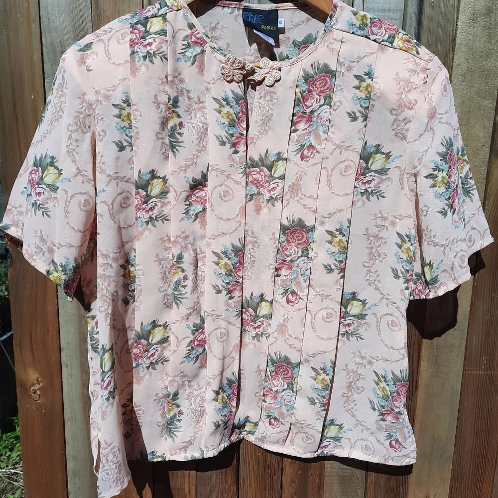 Vintage Floral Sheer Blouse